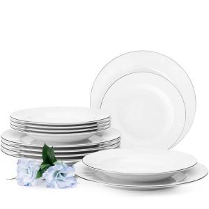 Набор посуды konsimo. MUSCARI 12 шт 6 Personen цвет hochglanz platingrau/weiß