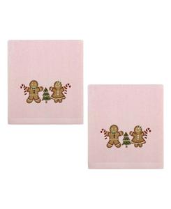 Набор из двух хлопковых полотенец для рук с изображением пряничных человечков, размер 28 x 16 дюймов Avanti, розовый