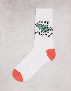 Рождественские носки с изображением динозавра белого цвета Asos Design