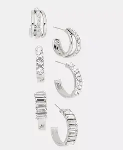 Серьги-кольца со стеклянными камнями, набор из 3 штук I.N.C. International Concepts