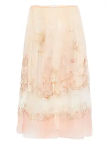 Шелковая юбка со складками ZIMMERMANN, нейтральный