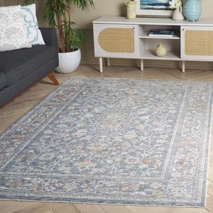 Ковер SAFAVIEH, 122 x 183 см, Mason Collection, Blue & Beige, без ворса и простой в уходе, идеален для помещений с высокой проходимостью: гостиная, спальня, столовая (MSN118M-4)