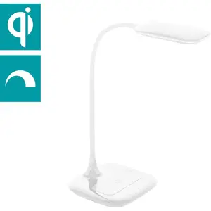 Настольная лампа MASSERIE, пластик, IP20, офисная лампа, настольная лампа светодиодная панель нейтрального белого света - высота 38,5 см - белая - 3,7 Вт в комплекте. Eglo, белый