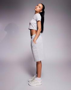 Длинные спортивные шорты из хлопка с вышитым логотипом, темно-серый меланж Kaiia