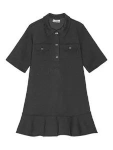 Мини-платье с рюшами и короткими рукавами для повседневной носки GANNI, серый