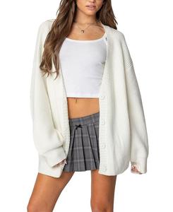 Кардиган Mathilde Oversize с V-образным вырезом Edikted, слоновая кость/кремовый