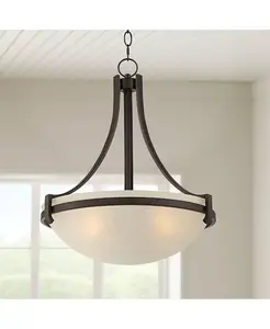 Подвесная люстра из бронзы с масляной пропиткой Маллот шириной 20 дюймов с абажуром из стекла шампанского в стиле индастриал, 4 лампы для кухонного острова в столовой Regency Hill, brown