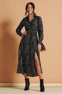 Платье-рубашка макси с запахом Jolie Moi, черный