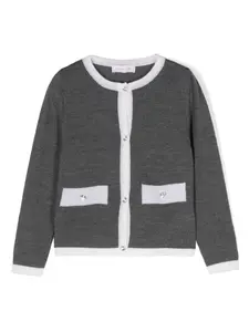 Кардиган с контрастной отделкой Monnalisa, серый