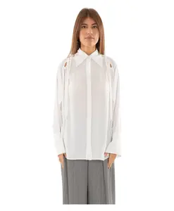 Белая рубашка с бахромой и вырезами Babylon, белый