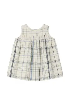 Клетчатое платье со сборками Bonpoint, бежевый