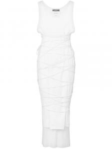 Moschino платье миди с завязками, белый