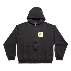 Куртка Balenciaga Sticky Note Zip-Up Hoodie Medium Fit 'Black Faded', черный
