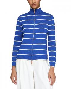 Полосатый свитер на молнии Lafayette 148 New York, синий