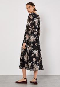 Повседневное платье SILHOUETTE FLORAL MIDAXI Apricot, черный