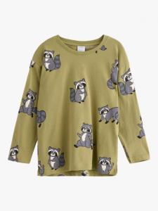 Детская хлопковая кофта с длинным рукавом и принтом животных Lindex, Khaki