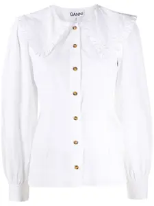 Блузка с объемным воротником GANNI, белый
