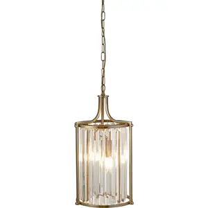 Подвесной светильник Victoria 2Lt Pendant - металл с античной бронзой и прозрачный кристалл E14 1 шт. Searchlight, Antikmessing und Klar