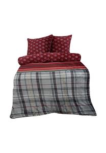 Красная и серая детская плюшевая постельное бельё с узором снежинок Cofi 155x220 см