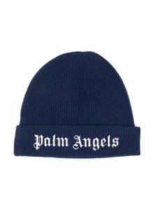 Palm Angels Kids шапка бини с вышитым логотипом, синий