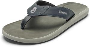 Мужские кожаные сандалии OLUKAI Pili, элегантный и универсальный дизайн, удобные и водонепроницаемые ремешки, поддержка свода стопы и для повседневной носки, Rock/Ash
