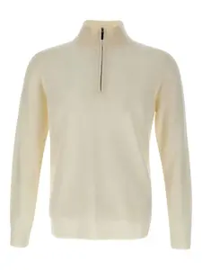 Свитер с молнией до середины и воротником-стойкой Kangra, белый