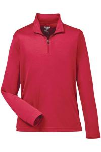 Пуловер Team 365 Youth Zone Performance с застежкой-молнией до середины груди, красный
