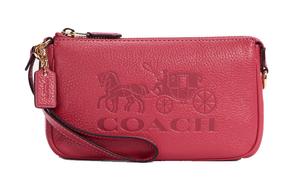 Кожаная сумочка пушет, через плечо, клатч Trumpets женская розовая COACH