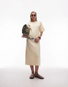 Длинное платье-футболка макси ASOS DESIGN свободного кроя цвета пахты