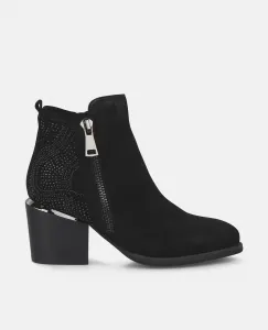Женские базовые ботильоны с каблуком, закругленным носком и застежкой-молнией Alma en Pena, черный