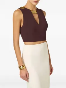 Топ с V-образным вырезом Elisabetta Franchi, коричневый