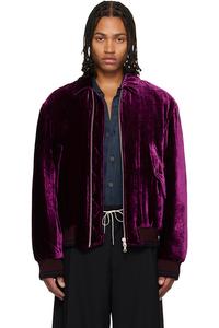 Dries Van Noten Фиолетовая бархатная куртка-бомбер