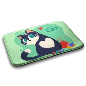 Коврик для ванной Tulup Katze Tiere, 90x1x90 см, зеленый
