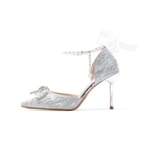 Женские туфли на тонком каблуке, серебристые Be good, Silver