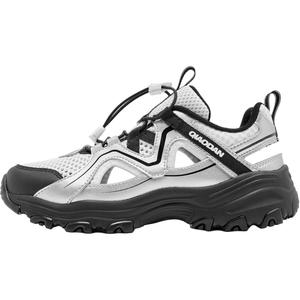 Детские сандалии с низким верхом, устойчивые к ударам и износу, для подростков QIAODAN, серебряный/серый