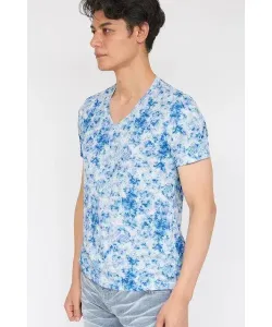 Футболка с коротким рукавом и мраморным принтом TORNADO MART, цвет Saxe Blue