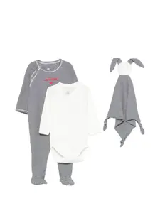 Комплект из трех полосатых боди Petit Bateau, белый