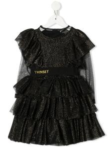 Twinset платье с тюлем и блестками, черный