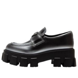 Кроссовки monolith brushed leather loafers 'white spray black' Prada, черный