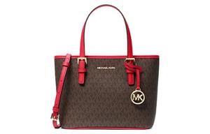 MICHAEL KORS Сумка Jet Set Canvas, шоппер, женская ручная кладь, коричневая и красная