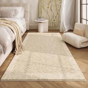 AOVOC Ковер Wenzhi 200x300 см из искусственного кашемира для спальни/гостиной, толстый, кремовый в полоску