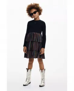 Платье с рюшами из люрекса для девочек Desigual, черный