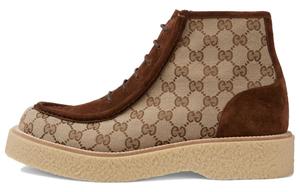 Ботинки на шнуровке GG Supreme GUCCI, Beige Brown