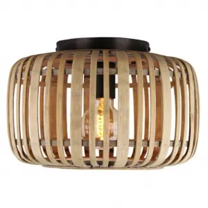 Блестящая потолочная лампа Woodrow E27 1 шт. Бамбук - природный стиль - регулируемая яркость - Ø 32 см - цоколь E27 Brilliant, светло-коричневый