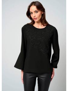 Alba Moda Черная блузка с жемчужным узором