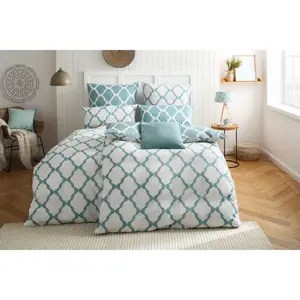 Двустороннее постельное белье для дома "Альба", ромбовидный узор, качество ренфорсе и фланель, (2 шт.) Home Affaire, цвет petrol/weiß