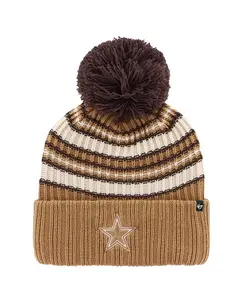 Женская коричневая шапка Dallas Cowboys Espresso с манжетами и помпоном '47 Brand