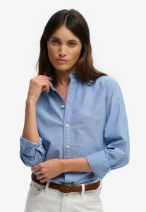 Оксфордская блузка с длинными рукавами и пуговицами Superdry & Co, Azure Blue Chambray Oxford