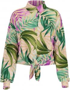 GUESS Женская экологичная рубашка с длинными рукавами и бантом Jun, Tropical Escape Print