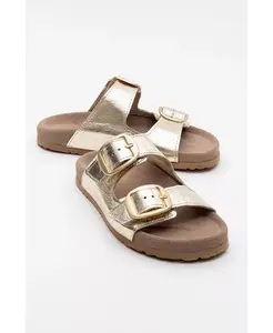 Овеста Слайды на мягкой стельке из кожи (женские) Forever & Always Shoes, золотой